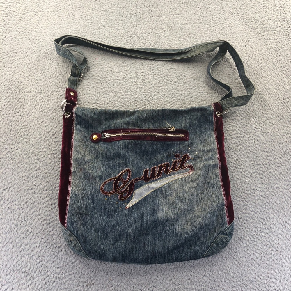 Vintage G-Unit Bag Blue Denim Logo Y2k Hip Hop Grunge Distressed